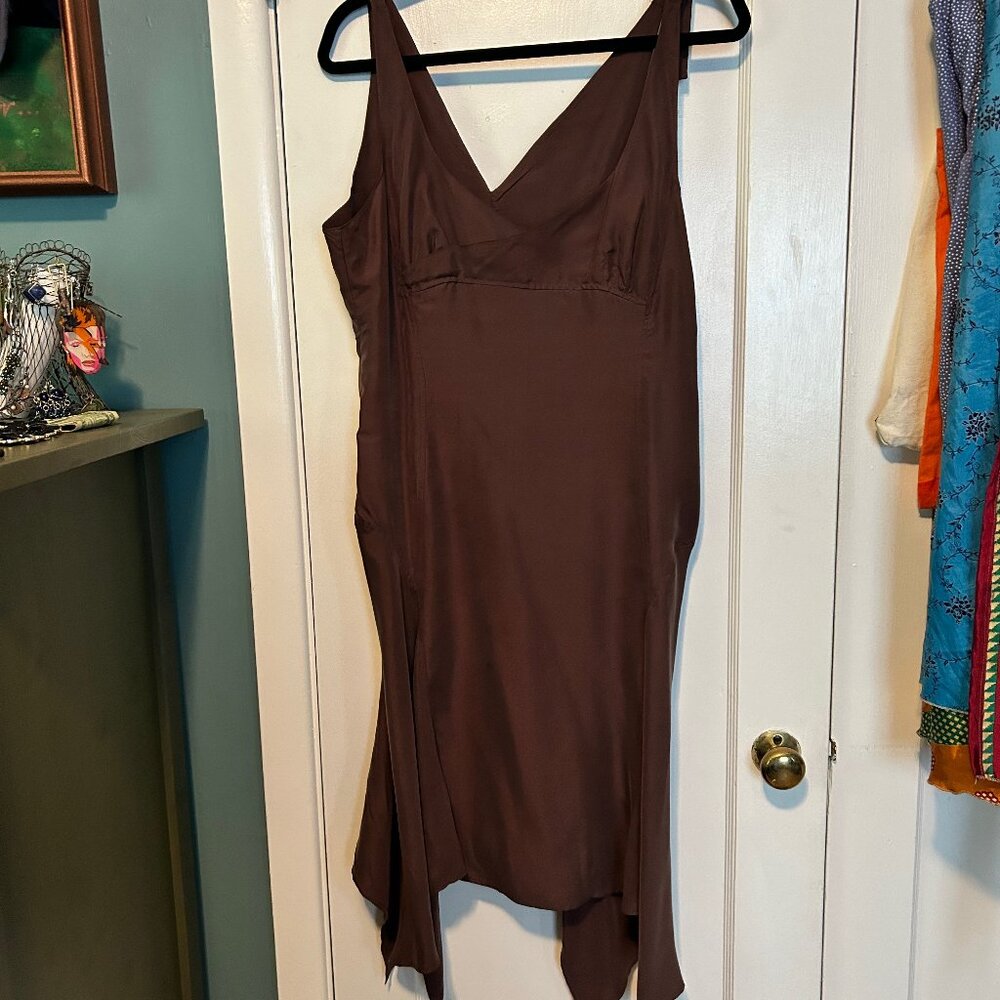 Ana Nonza Chocolate Brown Silk Slip Dress L